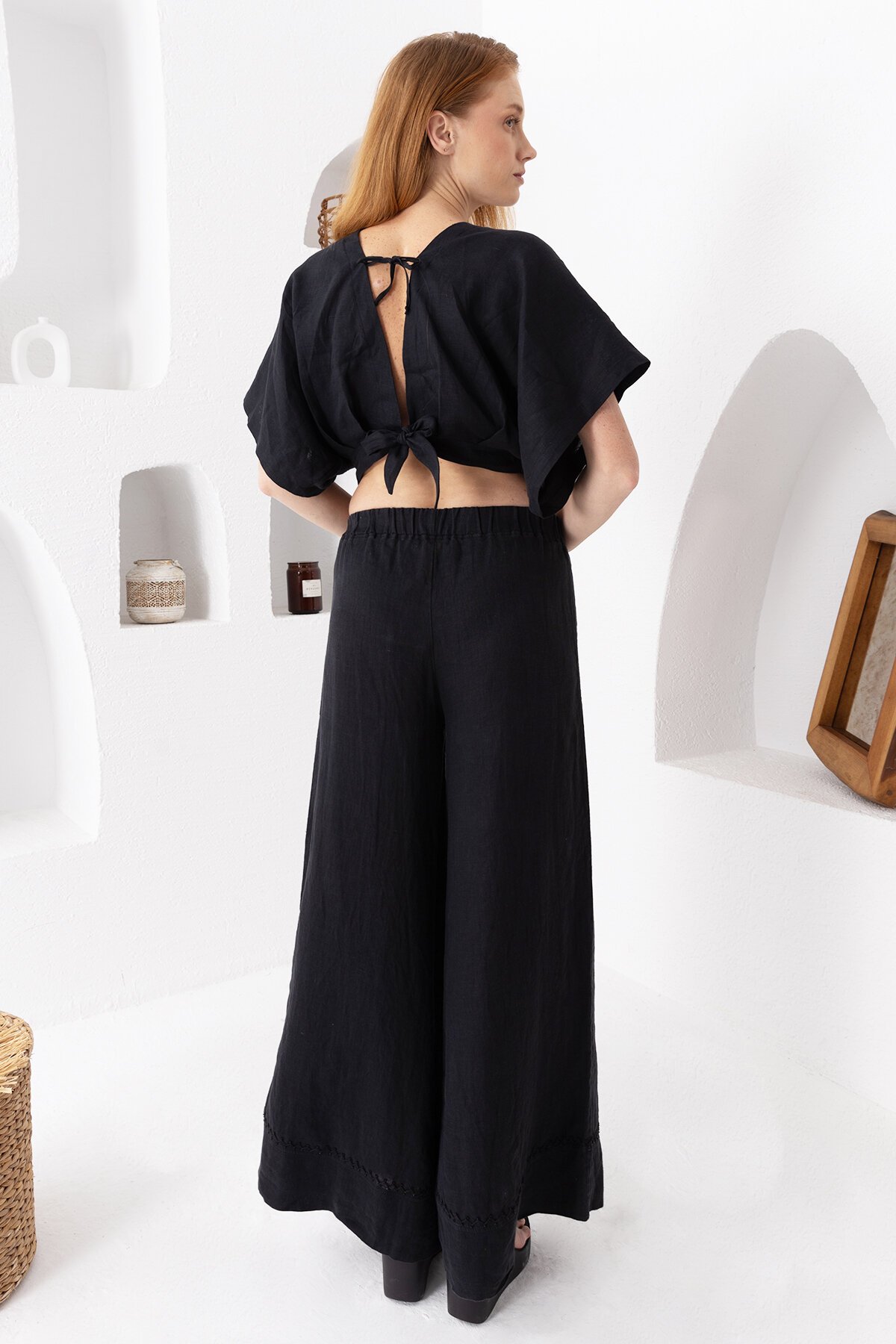 Black Natur | Keten Bol Paça Pantolon