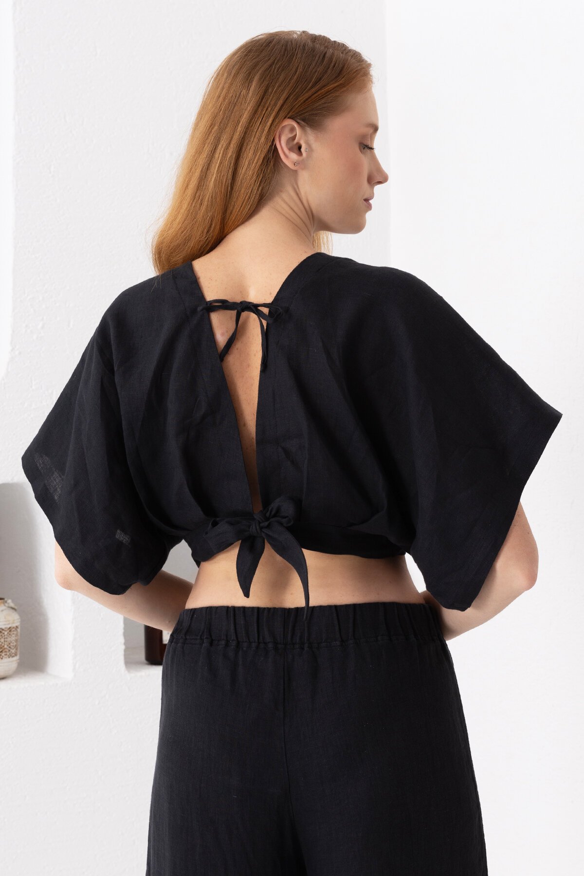 Black Natur | Keten Kısa Bluz