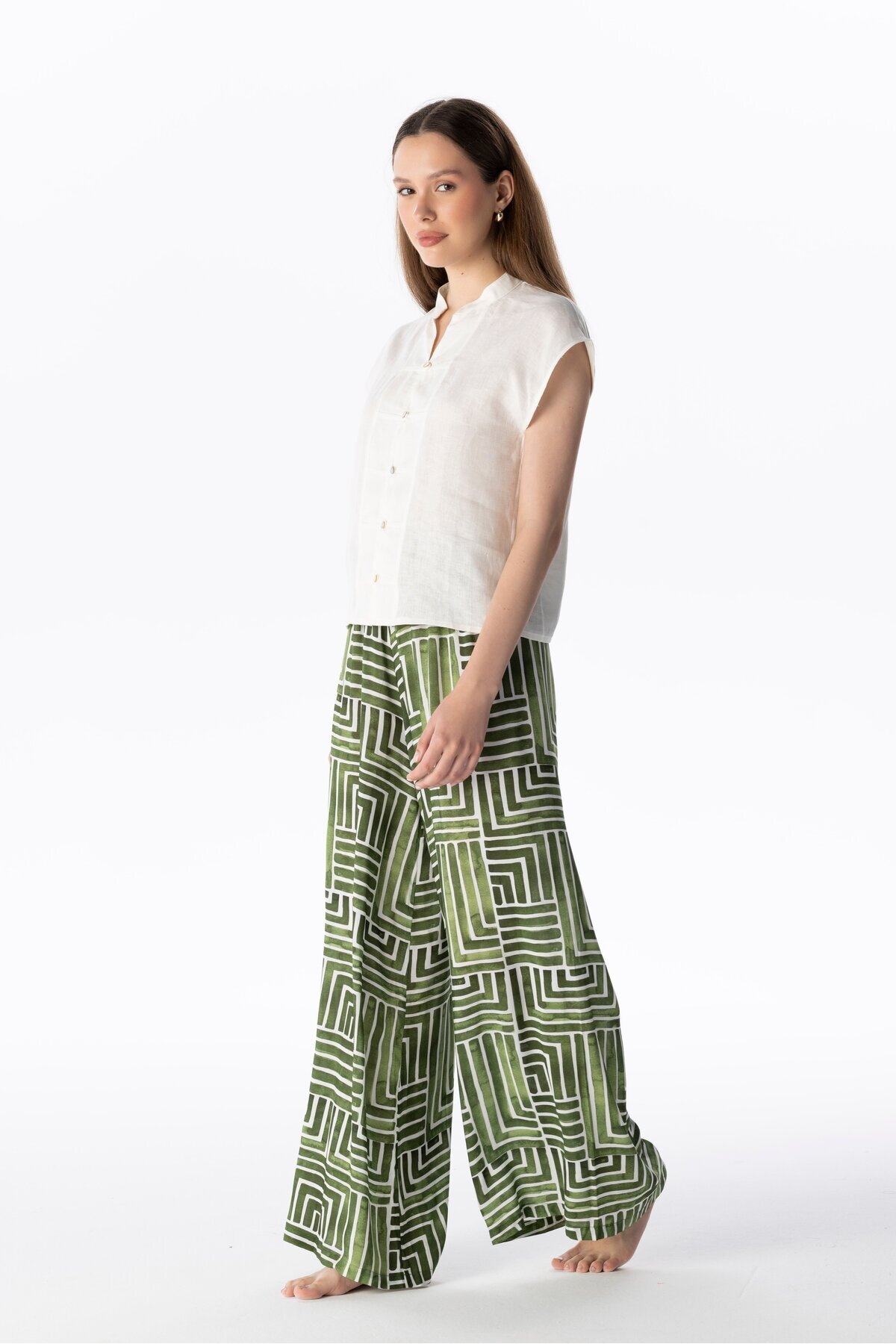 LINEN BUTTON TOP