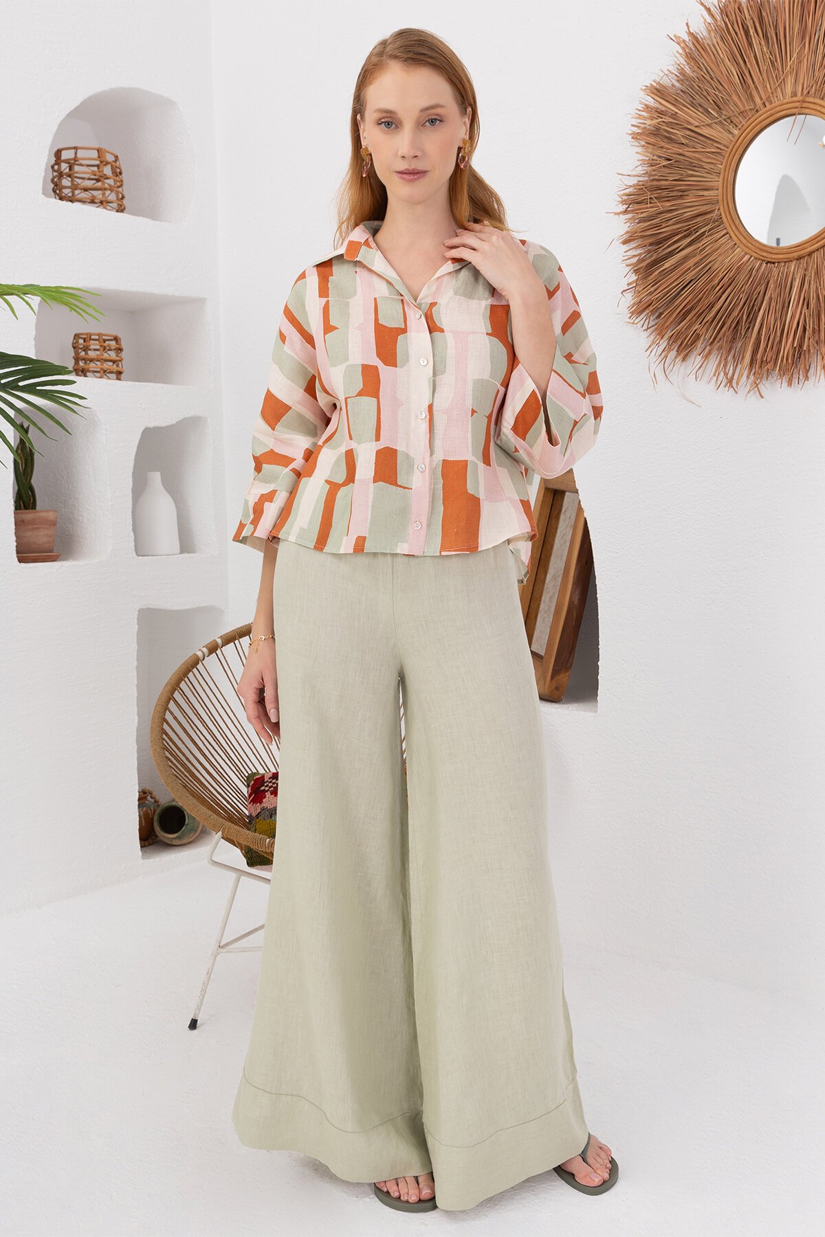 Papaya | Keten Kısa Gömlek