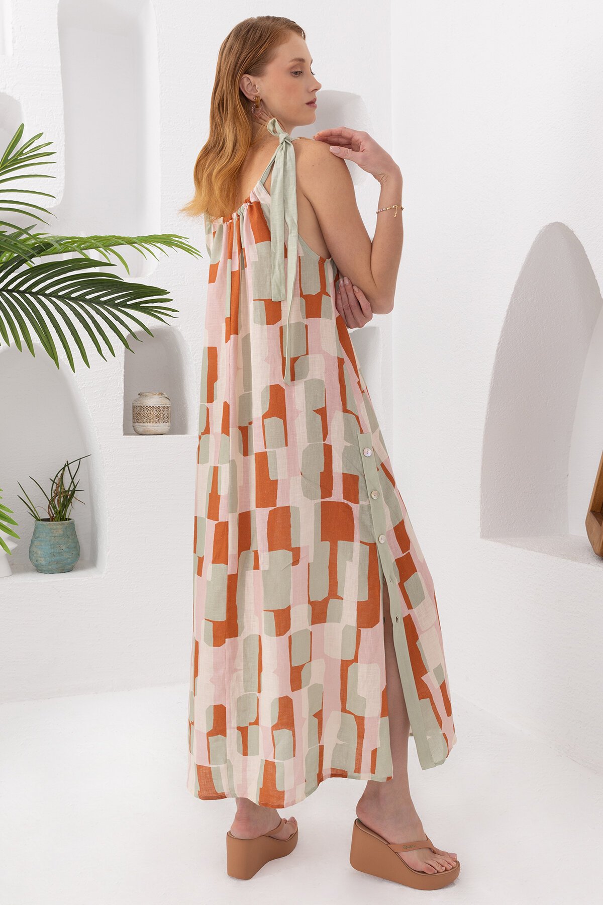 Papaya | Keten Uzun Elbise