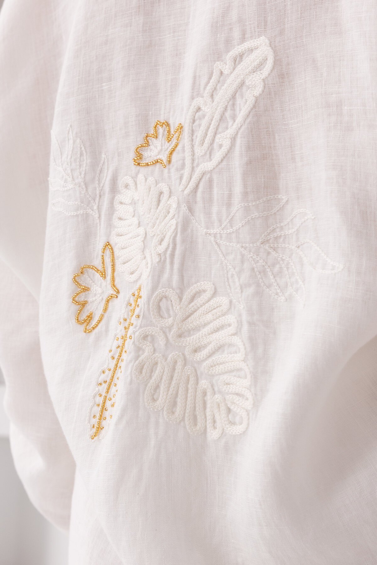 White Daisy | Keten Klasik Gömlek