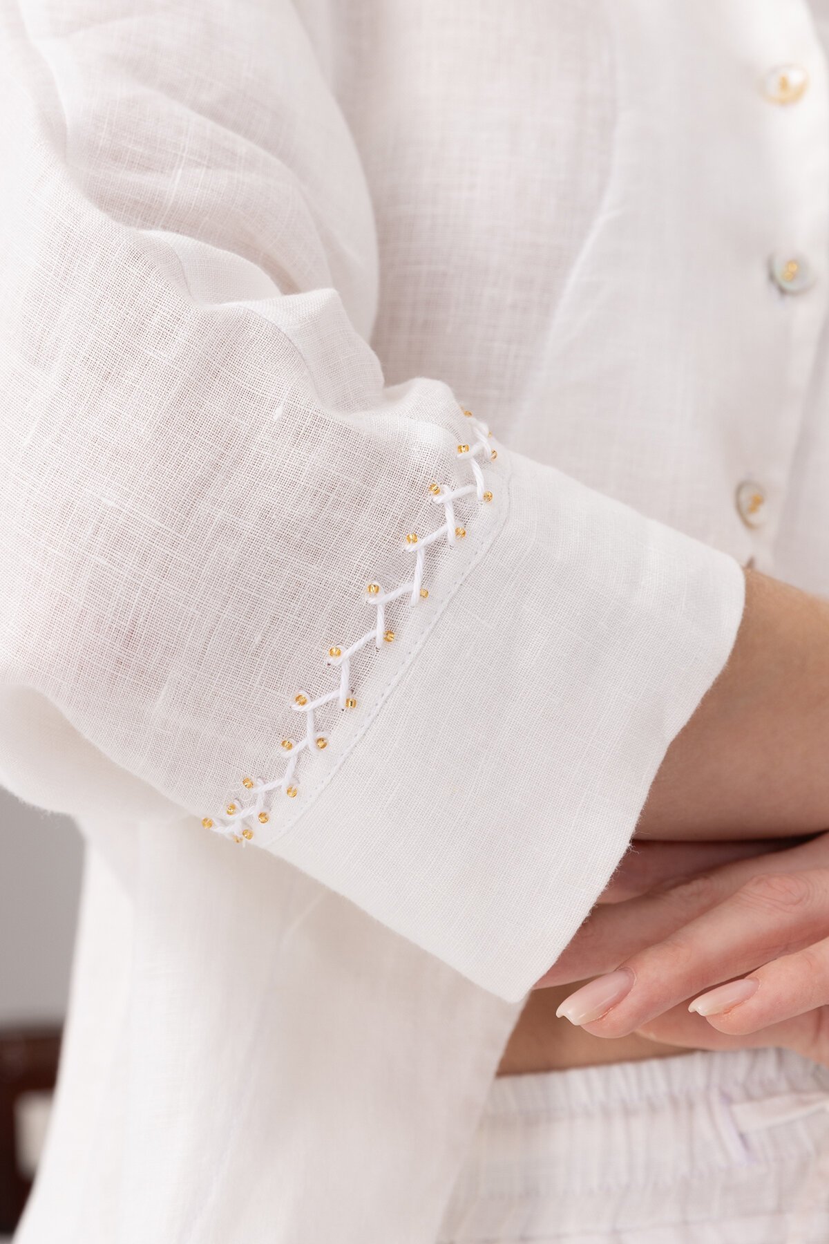 White Daisy | Keten Salaş Gömlek