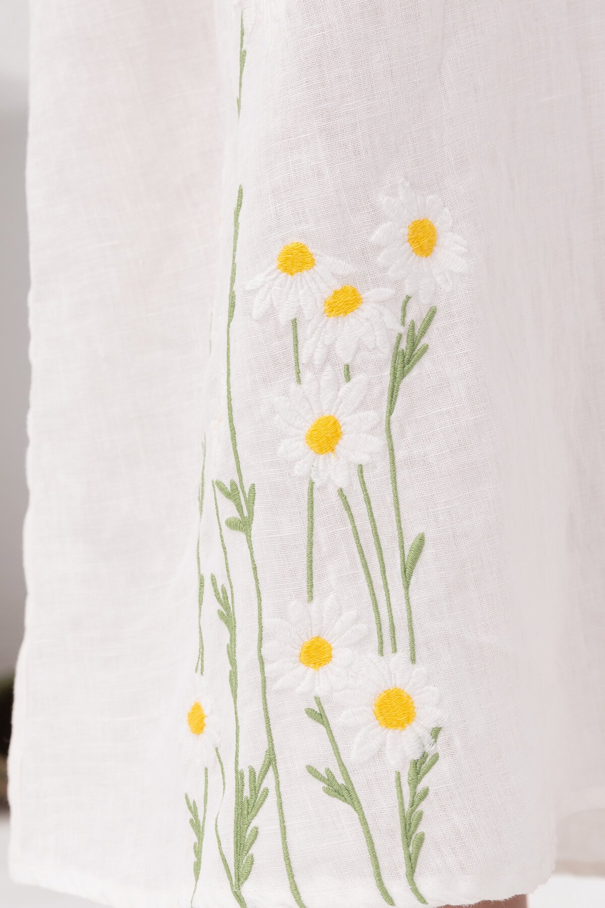 White Daisy | Keten Uzun Elbise