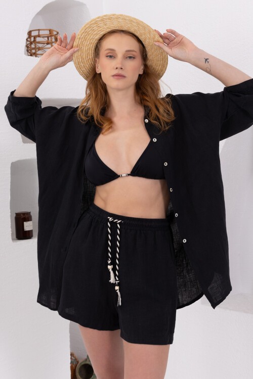 Black Natur | Keten Klasik Gömlek