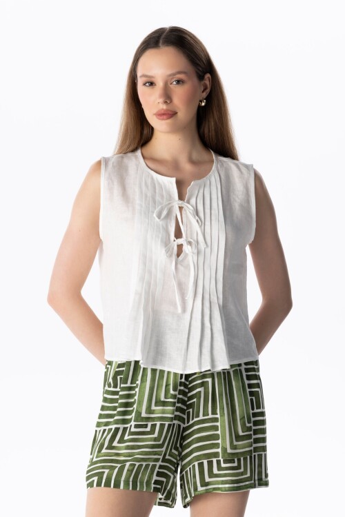 LINEN PLEATED TOP