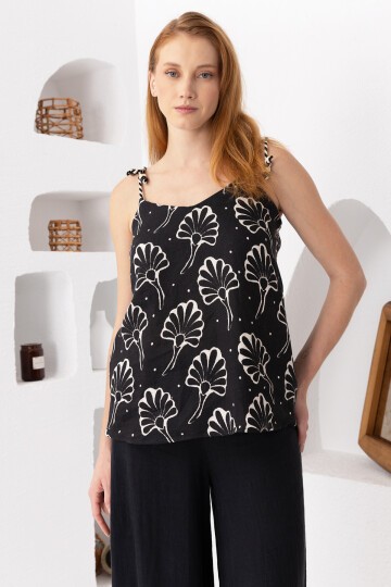 Natur | Keten Askılı Bluz