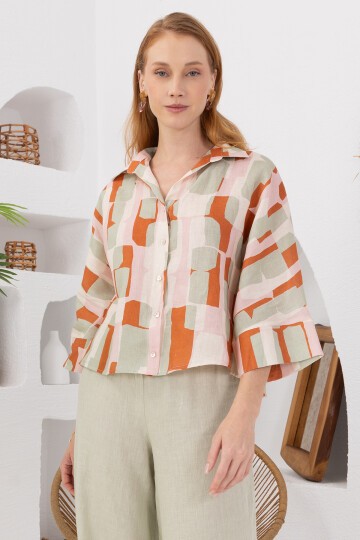 Papaya | Keten Kısa Gömlek